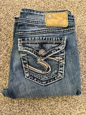 Y2K Vintage Silver Blue Bootcut Jeans